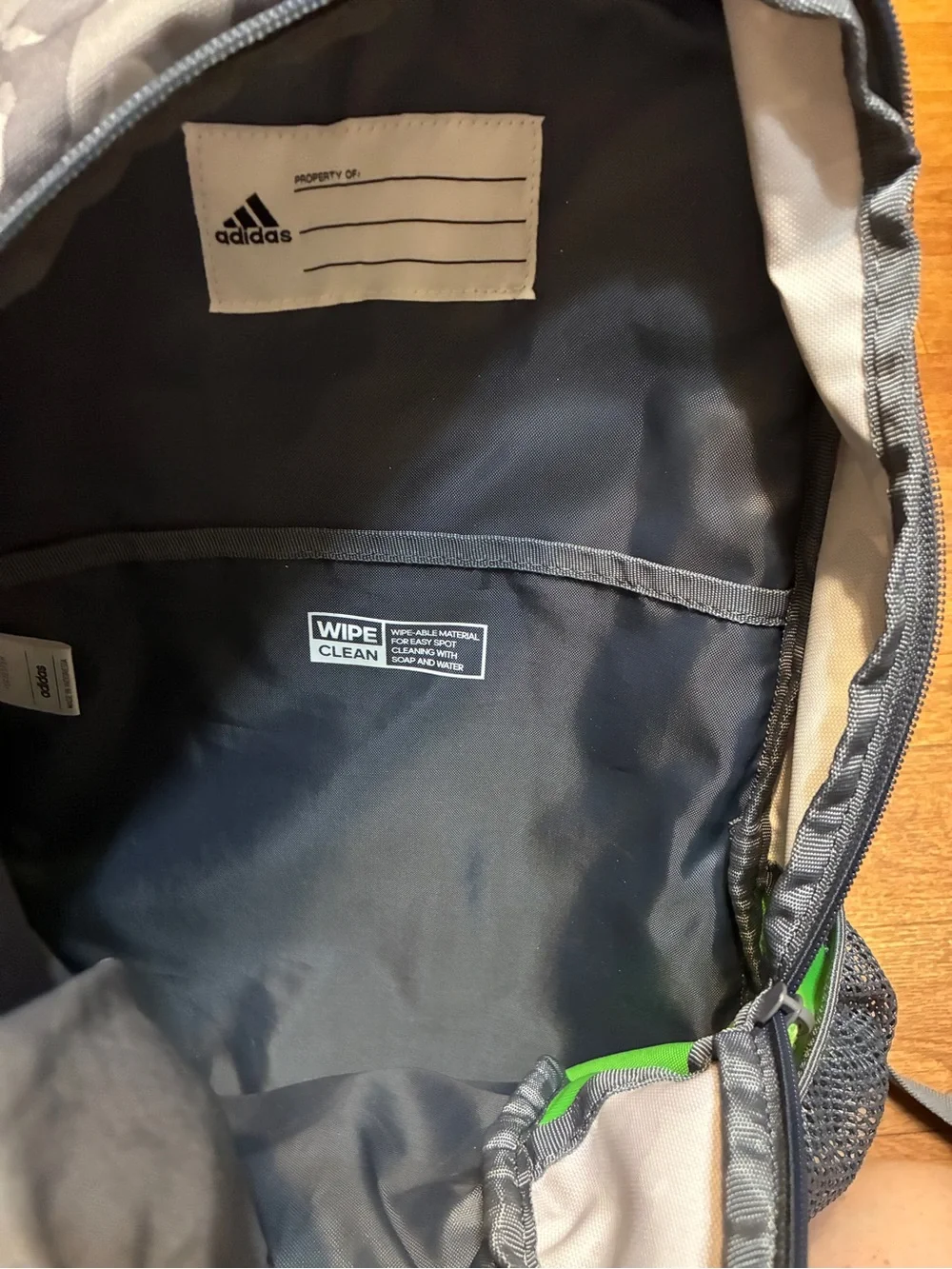 Adidas Gray Camo & Neon Green Athletic Backpack